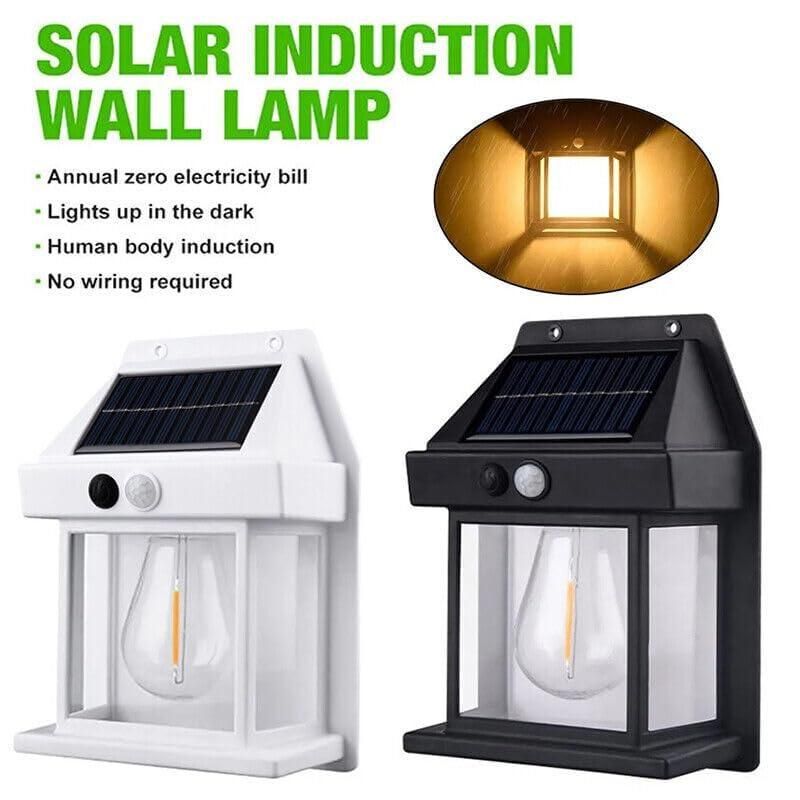 Solar induction wall lamp with white and black options on a white background